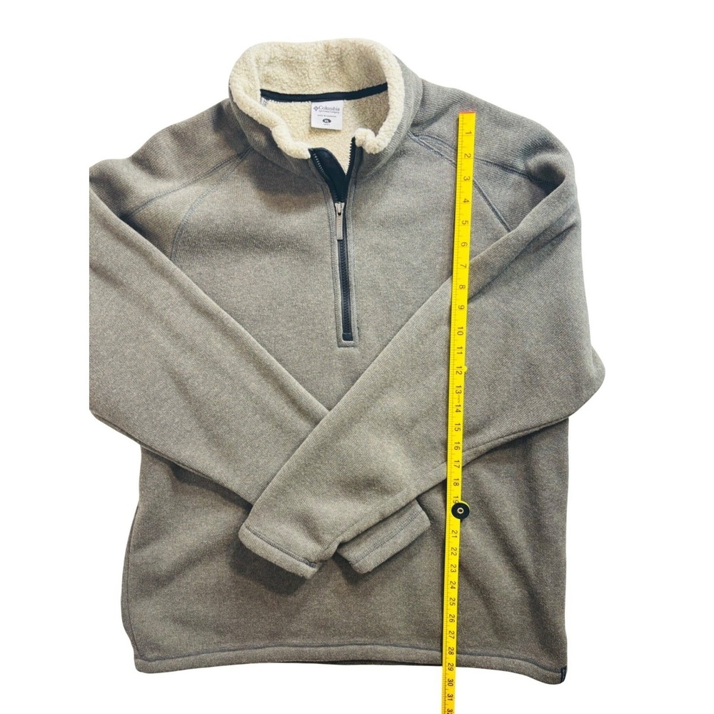Columbia Mens XL Gray Heather Quarter Zip Sherpa Lined Mock Neck Sweater RN69724